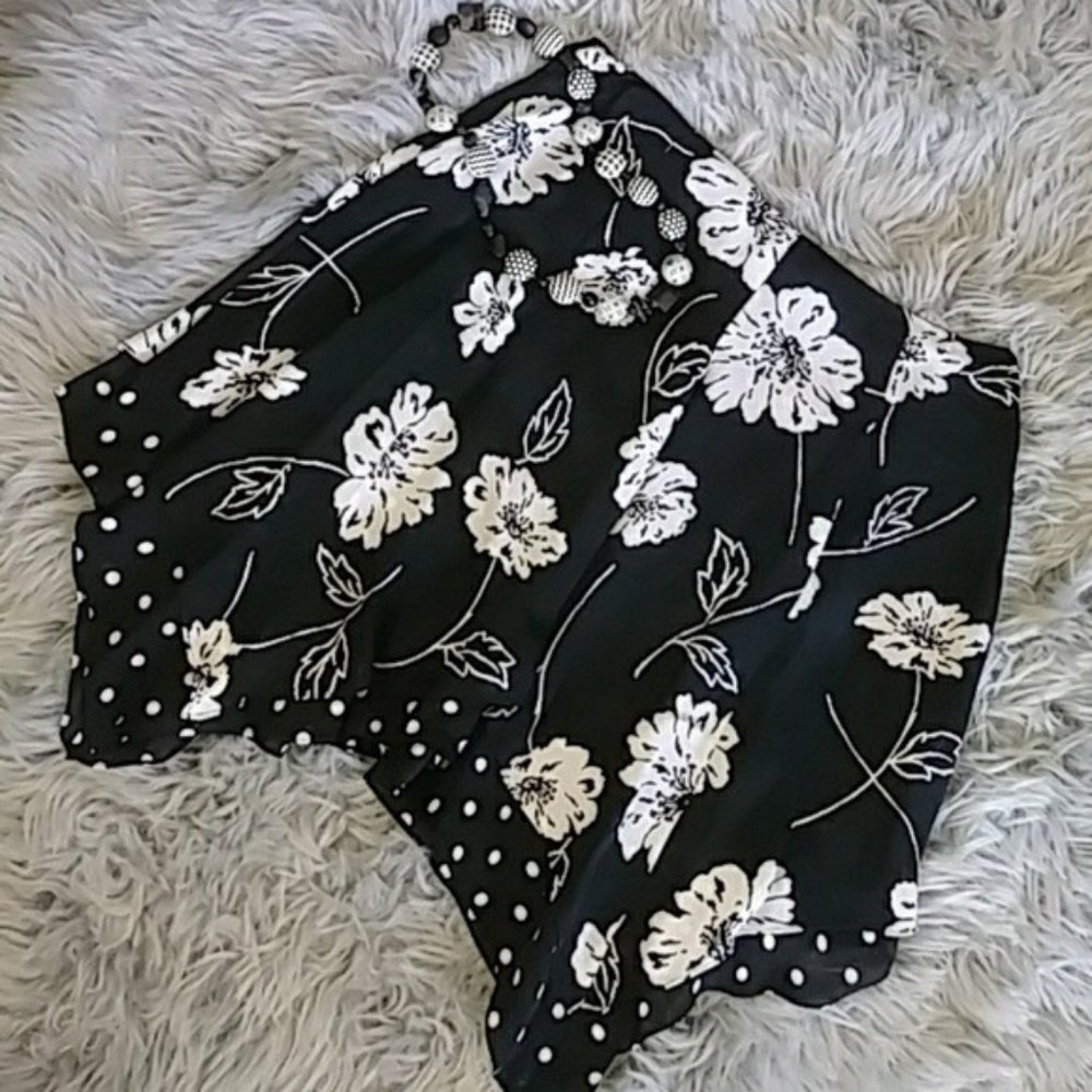 Jones New York Skirt Black White Asymmetrical Mini